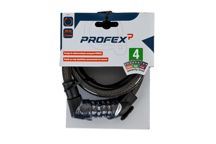 Lucchetto per bicicletta PROFEX 81613 con combinazione, lungo 180 cm.