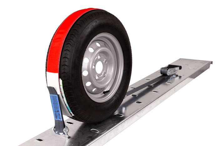 Set di quattro cinghie di trasporto per rimorchi HEFFA CARLINE 130, cinghie di fissaggio ruote 5 m/50 mm/5 t VDI 2700