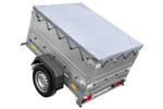Rimorchio da giardino Unitrailer Garden Trailer 150 KIPP (nuovo) con ruotino sovrasponde e centina H0 con telo grigio