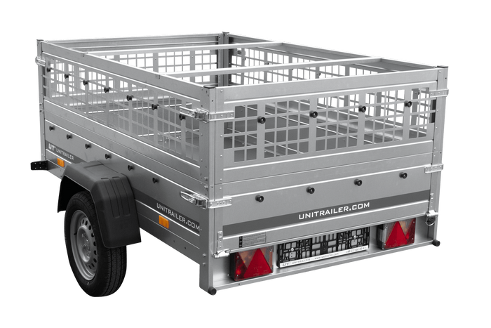 Rimorchio monoasse 200x125 UNITRAILER GARDEN 201 KIPP con sponde in rete
