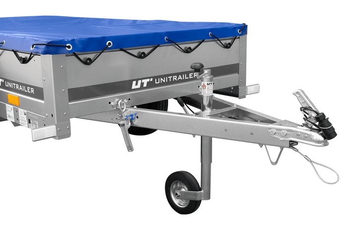 Rimorchio leggero 200x106 UNITRAILER GARDEN 200 KIPP con telaio H-0 e copertura blu