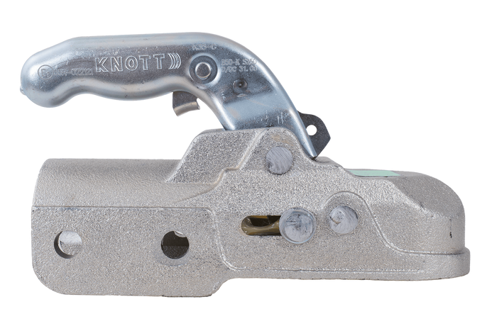 Gancio a sfera KNOTT K35-C per rimorchio da 3500 kg con timone tubolare da 60 mm, in ghisa