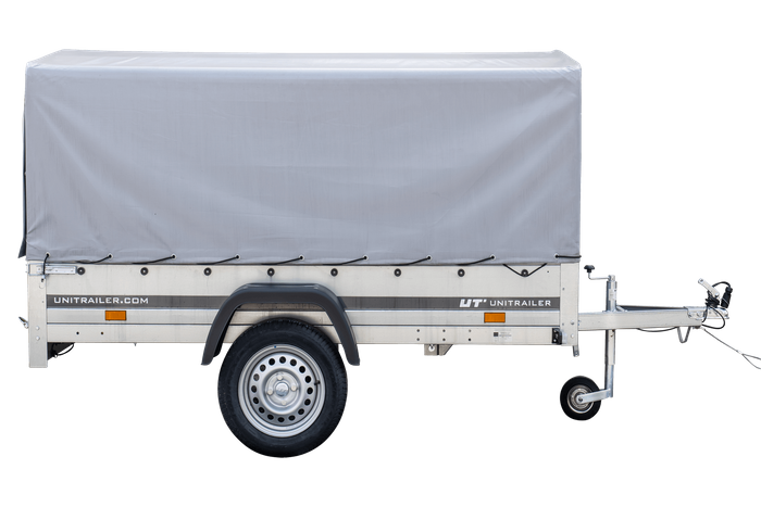 Rimorchio monoasse 230x125 UNITRAILER GARDEN 230 KIPP con telaio H-800 e copertura grigia