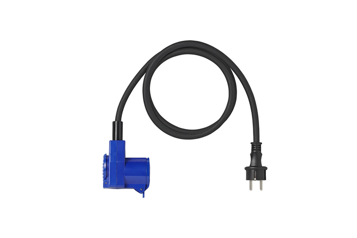 Adapter kempingowy kablowy 150 cm 3x2,5mm2 z wtyczki Schuko do złącza kątowego CEE + gniazda Schuko
