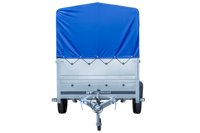 RIMORCHIO DA GIARDINO 264 KIPP CON RUOTA DI APPOGGIO, FIANCHI BIS, TELAIO H-800 E COPERTURA BLU