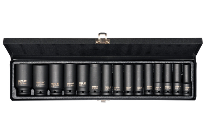 Bussole a percussione lunghe YATO YT-1055 Bussole da 1/2" 15 pezzi.