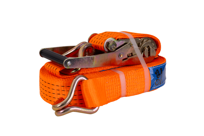 Set di quattro cinghie di trasporto UNITRAILER arancioni da 15 m/50 mm/5 t con tenditore
