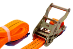 Set di quattro cinghie di trasporto UNITRAILER arancioni da 3 m/35 mm/2 t con tenditore