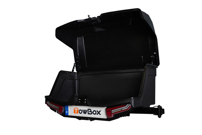 Towbox Camper Alpha nero (corto) - portapacchi da montare sul gancio di traino
