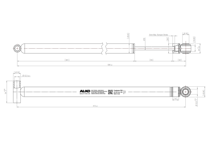 Ammortizzatore per il dispositivo di inerzia/freno AL-KO 161S per rimorchio da 1600 kg