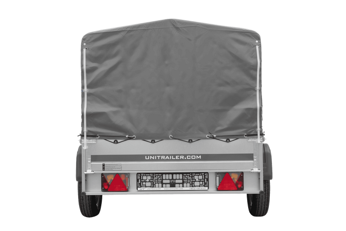 Rimorchio monoasse 200x125 UNITRAILER GARDEN 201 KIPP con telaio H-800 e copertura grigia