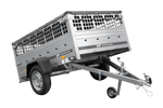 Rimorchio monoasse 200x125 UNITRAILER GARDEN 201 KIPP con sponde in rete e copertura grigia