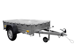 Rimorchio leggero Unitrailer Garden Trailer 200 kipp (new) 200x106 con ruotino e telone grigio