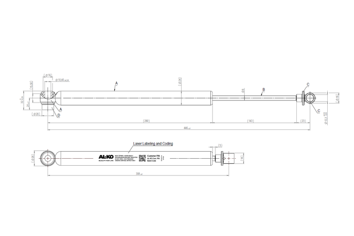 Ammortizzatore per freno a repulsione AL-KO 60S per rimorchio da 750 kg