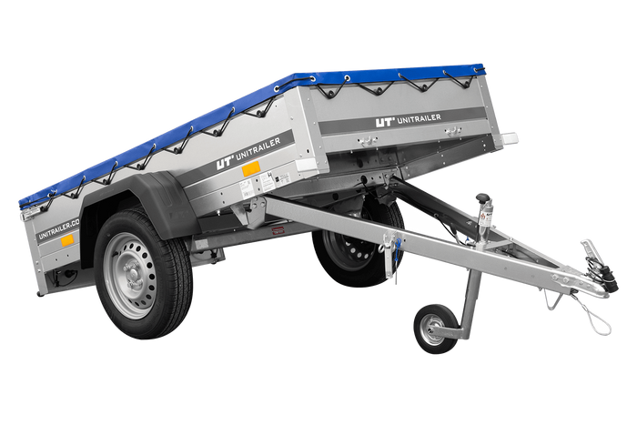 Rimorchio per auto 200x106 UNITRAILER GARDEN 200 KIPP con copertura blu