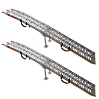 UNITRAILER ALR003 rampe pieghevoli in alluminio per rimorchi, 221 cm, portata 680 kg, con cinghia e supporto, set da 2