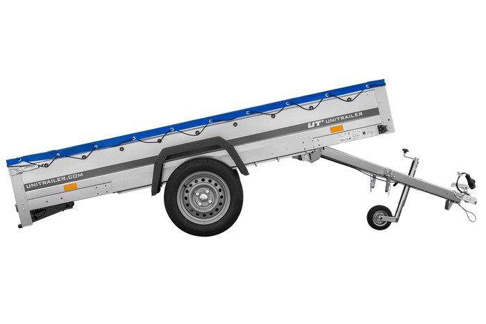 Rimorchio leggero 264x125 UNITRAILER GARDEN 264 KIPP con telaio H-0 e copertura blu
