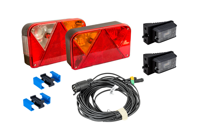 Set luci: luci posteriori DOBPLAST + luci laterali a LED DOBPLAST + cablaggio MANTES 7m 7 PIN + connettori rapidi