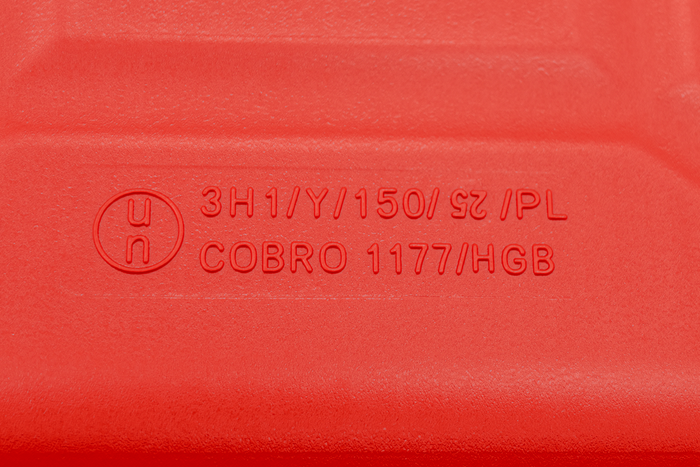 Contenitore in plastica HERMON da 10 litri con imbuto, rosso