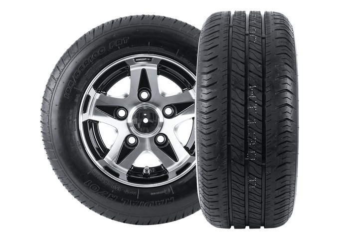 Set di due ruote rinforzate per rimorchio LINGLONG TIRE 195/55 R10C 98/96N ALU UNITRAILER RIM 6Jx10" 5x112 ET:-4