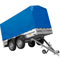 Przyczepka dwuosiowa 264x125 UNITRAILER GARDEN 264/2 KIPP ze stelażem H-1100 i plandeką niebieską