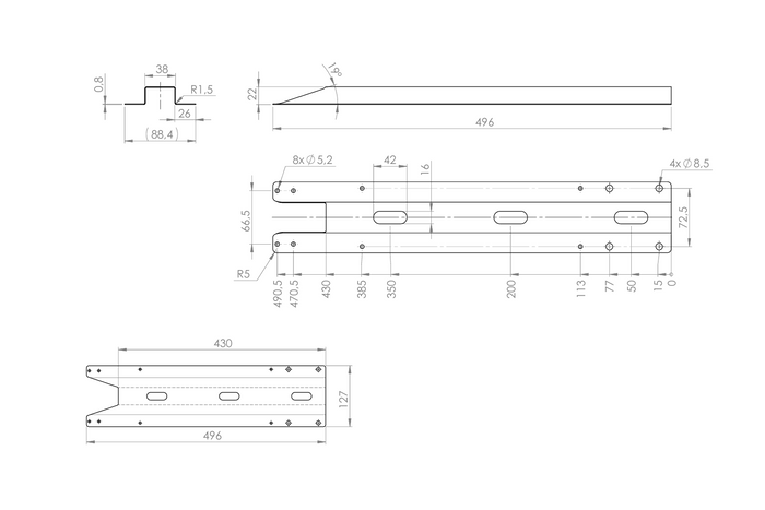 Rinforzo laterale del rimorchio da 40 cm per UNITRAILER Force