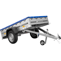 Rimorchio da giardino 200 Kipp con ruota tastatrice, telaio H-0 e telone blu