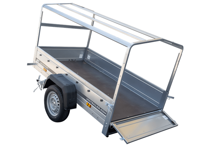 Rimorchio monoasse 200x106 UNITRAILER GARDEN 200 KIPP con telaio H-800 e telone blu