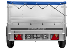 Rimorchio per auto 200x125 UNITRAILER GARDEN 201 KIPP con sponde BIS e telone blu