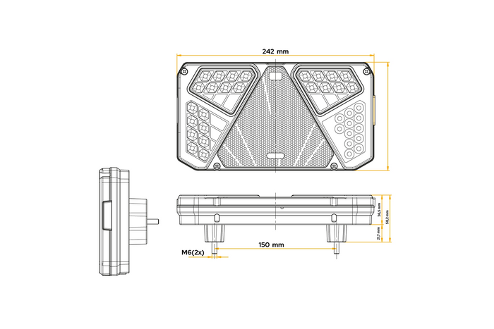 Fanale posteriore WAŚ W125P 6 funzioni destro
