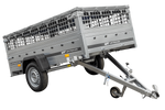 Rimorchio per auto 230x125 UNITRAILER GARDEN 230 KIPP con lati in rete e copertura grigia