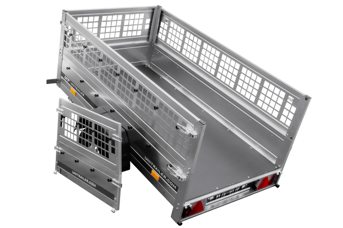 Rimorchio leggero Unitrailer Garden Trailer 200 kipp (new) con ruotino e sovrasponde a rete