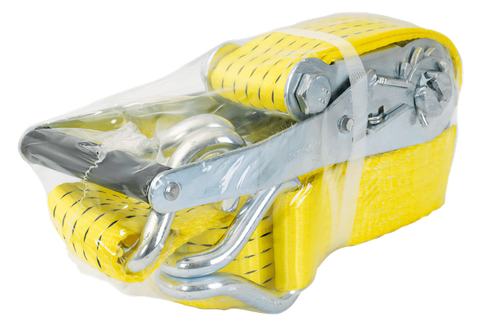 Set di quattro cinghie di trasporto UNITRAILER gialle da 4 m/50 mm/5 t con tenditore