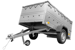 Rimorchio leggero con sovrasponde telone e ruotino Garden Trailer 201 kipp
