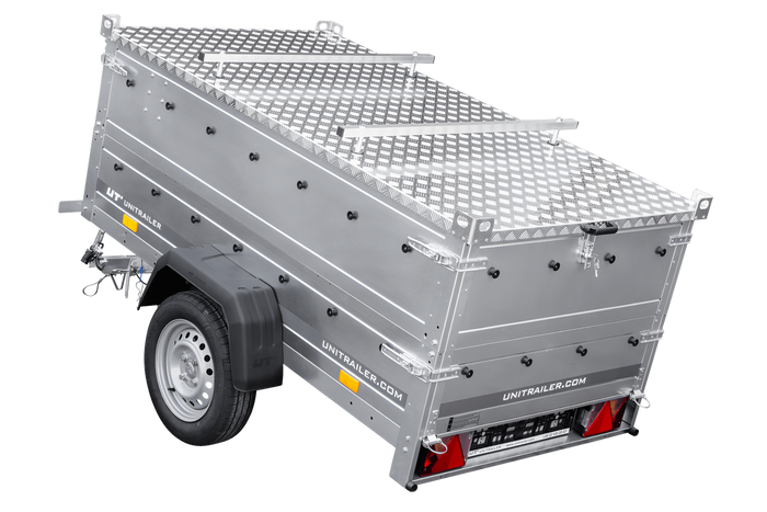 Rimorchio leggero 200x106 UNITRAILER GARDEN 200 KIPP con sponde BIS e copertura in alluminio