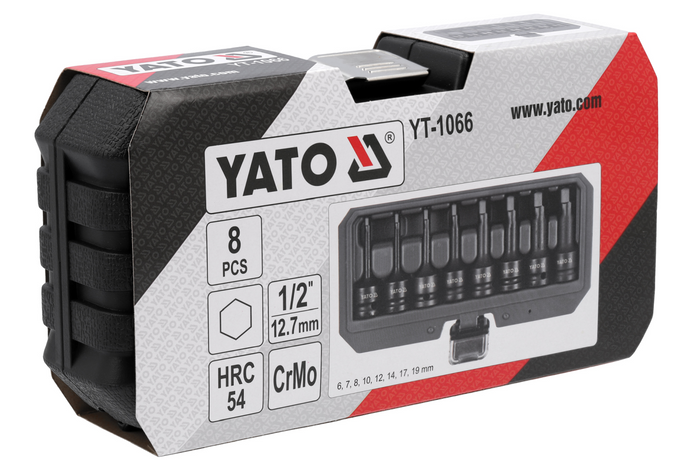 Bussole per chiavi a percussione esagonali YATO YT-1066 6-19 mm 8 pezzi.