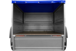 Rimorchio carrello leggero senza freni trasporto cose 750 kg Unitrailer Garden Trailer 150 kipp (new) con ruotino sovrasponde e telo blu