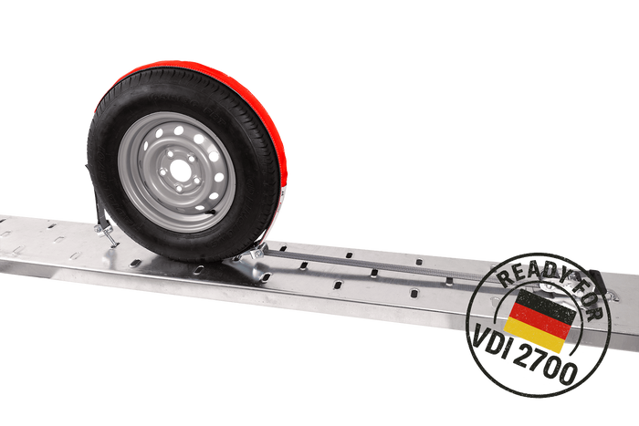 Set di quattro cinghie di trasporto per rimorchi HEFFA CARLINE 130, cinghie di fissaggio ruote 2,8 m/35 mm/3 t VDI 2700