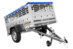 Rimorchio leggero 200x106 UNITRAILER GARDEN 200 KIPP con sponde in rete, telaio H-0 e copertura blu