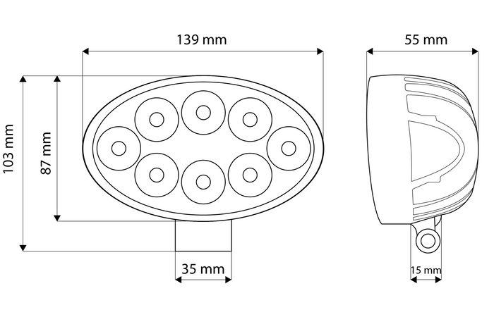 Riflettore per lampada da lavoro a LED TT TECHNOLOGY TT.13225 8xLED 1900lm
