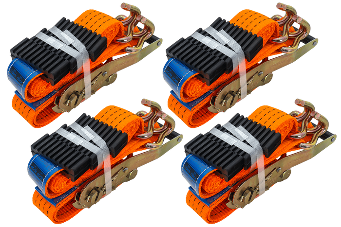 Set di quattro cinghie di trasporto a 3 punti con tendicinghia per rimorchio UNITRAILER 3m/50mm/4t arancione