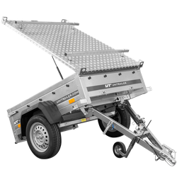 Rimorchio ad asse singolo 750 kg PTT 150 X 106 Garden Trailer 150 KIPP con copertura in alluminio