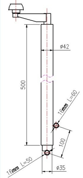Sollevatore a manovella UNITRAILER per ribaltamento e scarico di un rimorchio da 1000 kg 500-865 mm