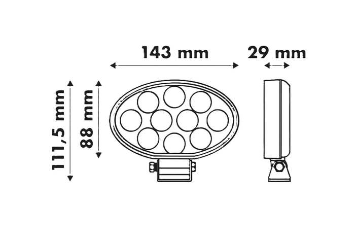 Faro da lavoro a LED con riflettore LAYTZ LY7401, 40 LED, 4000 lm, forma ovale.