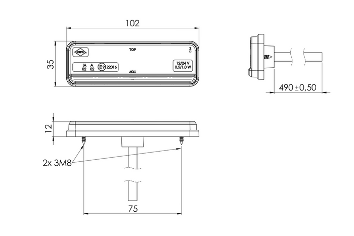 HORPOL LD 2437 Lampada di segnalazione a LED rossa universale SLIM