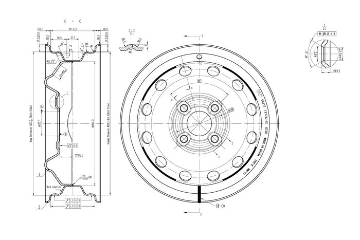 Cerchione in acciaio per rimorchio UNITTRAILER 4Jx13"H2 4x100 ET:30