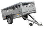 Rimorchio monoasse 230x125 UNITRAILER GARDEN 230 KIPP con sponde in rete, telaio H-0 e copertura grigia
