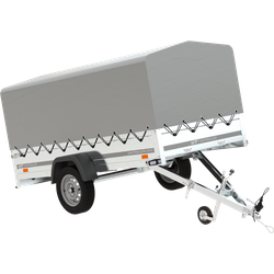 RIMORCHIO CARRELLO LEGGERO 750 KG + RUOTINO + CENTINA CON TELO GRIGIO UNITRAILER GARDEN TRAILER 264 KIPP