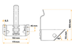 Cuneo per ruote con staffa di montaggio AL-KO UK36 h:160mm
