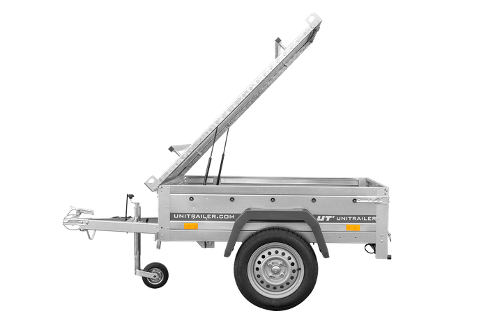 Rimorchio monoasse 150x106 UNITRAILER GARDEN 150 KIPP con copertura in alluminio
